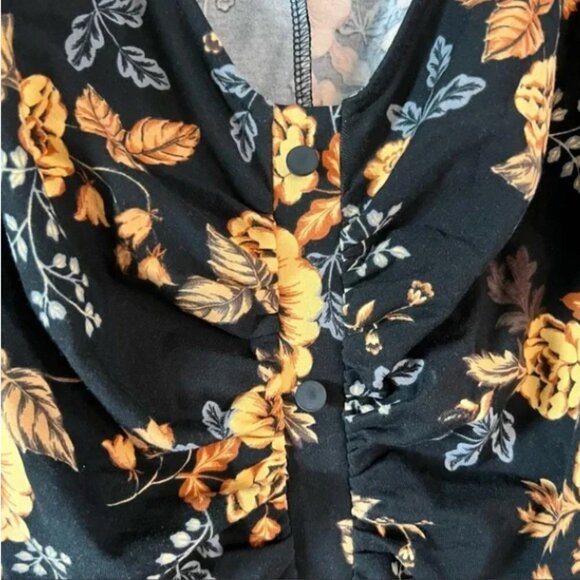 Asos Design Women's Long Sleeve Floral Ruched Mini Dress - 12 - Picture 5 of 7